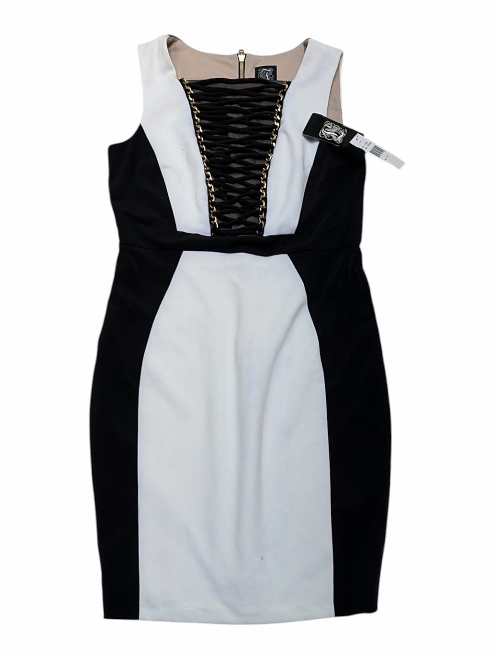 Jax Black Midi Dress with Gold Chain Detail